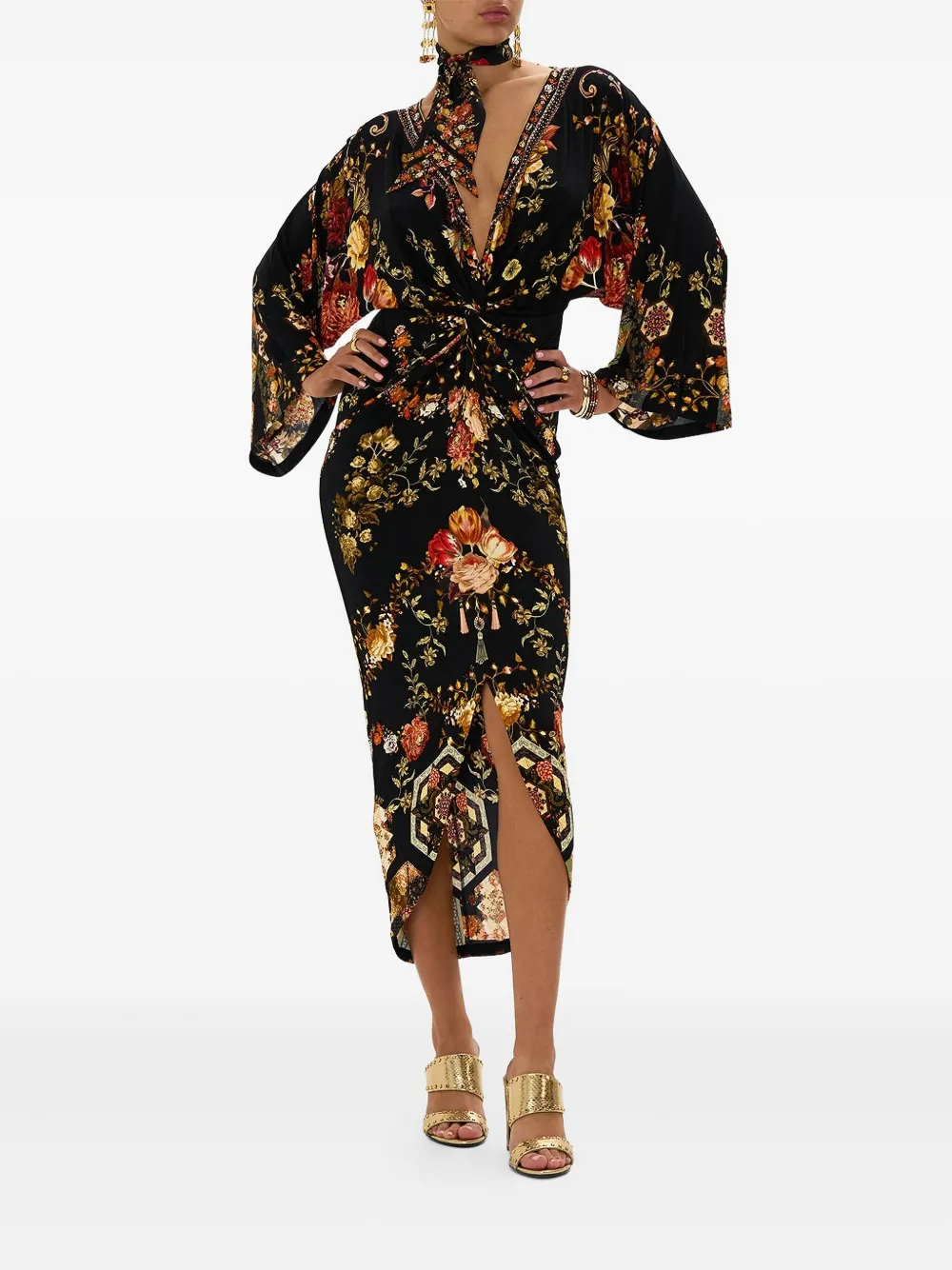 Camilla Stitched In Time twist dress - Zwart