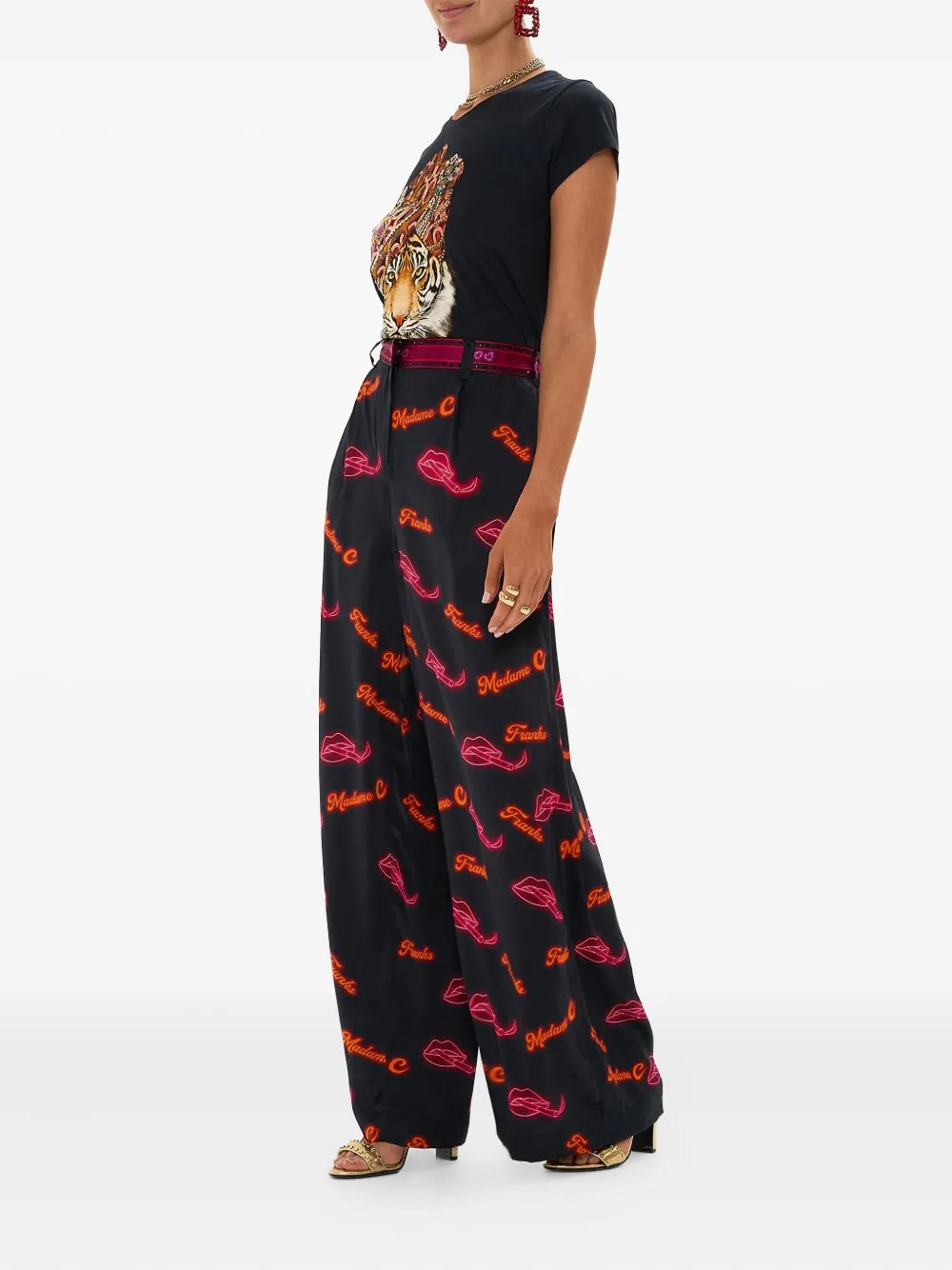 Camilla Palazzo broek met print Zwart