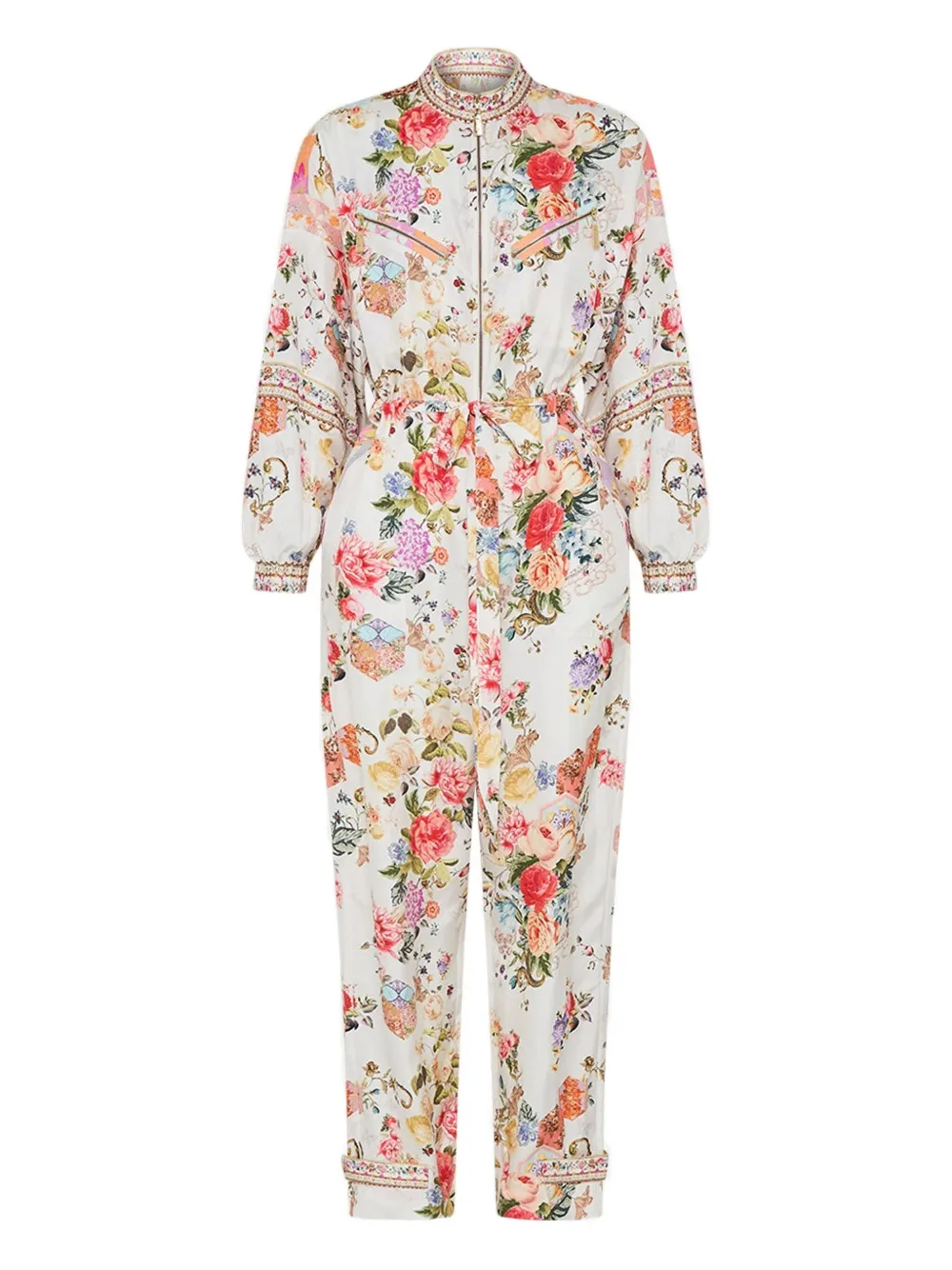 Camilla panelled drawstring zip-up jumpsuit | White | Image 1