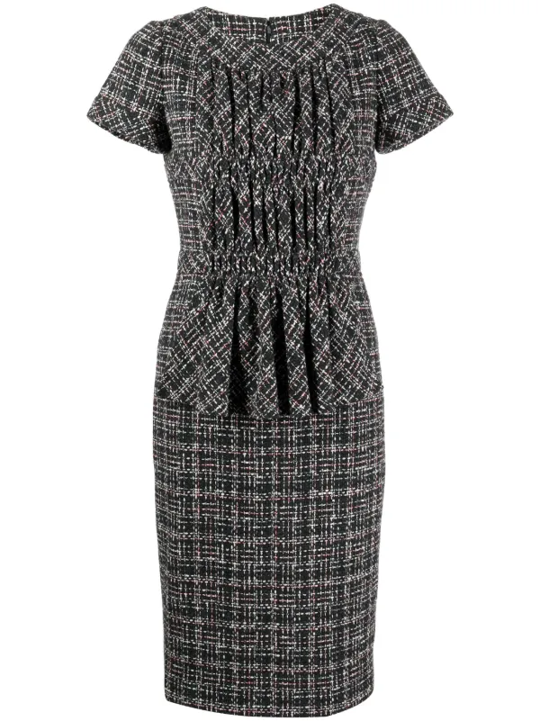 CHANEL Pre Owned 1990s Tweed Midi Dress Grey FARFETCH AO