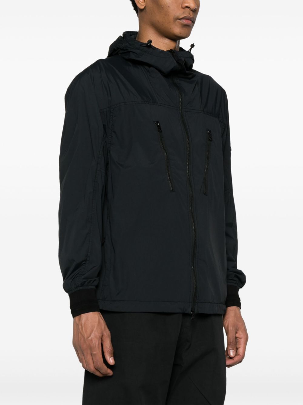 Shop Stone Island Compass Hooded Jacket In Black