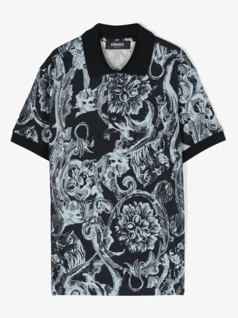 Versace Kids pikétröja med logotyp med Barocco-tryck