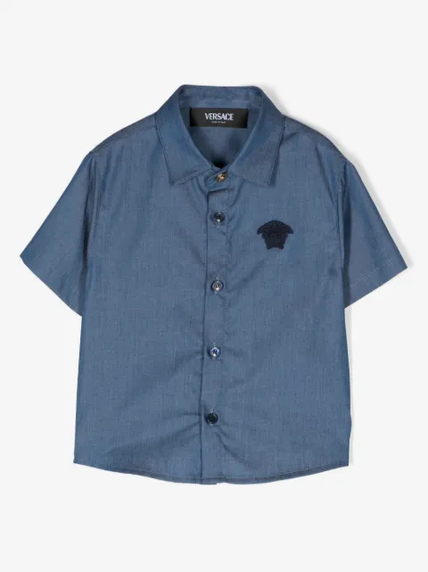 Versace Kids Medusa Head embroidered shirt