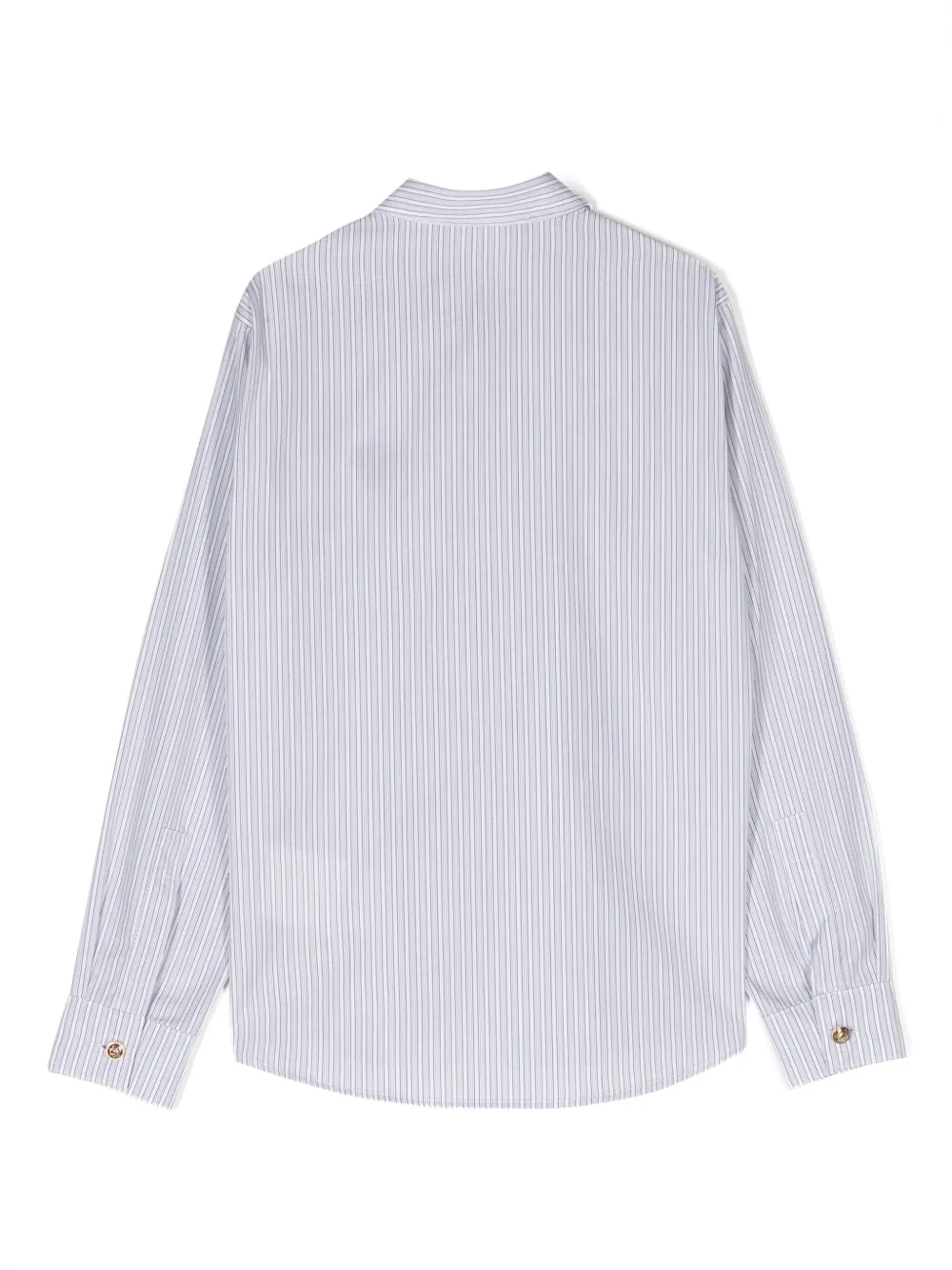 Shop Versace Medusa Head Striped Shirt In Blue