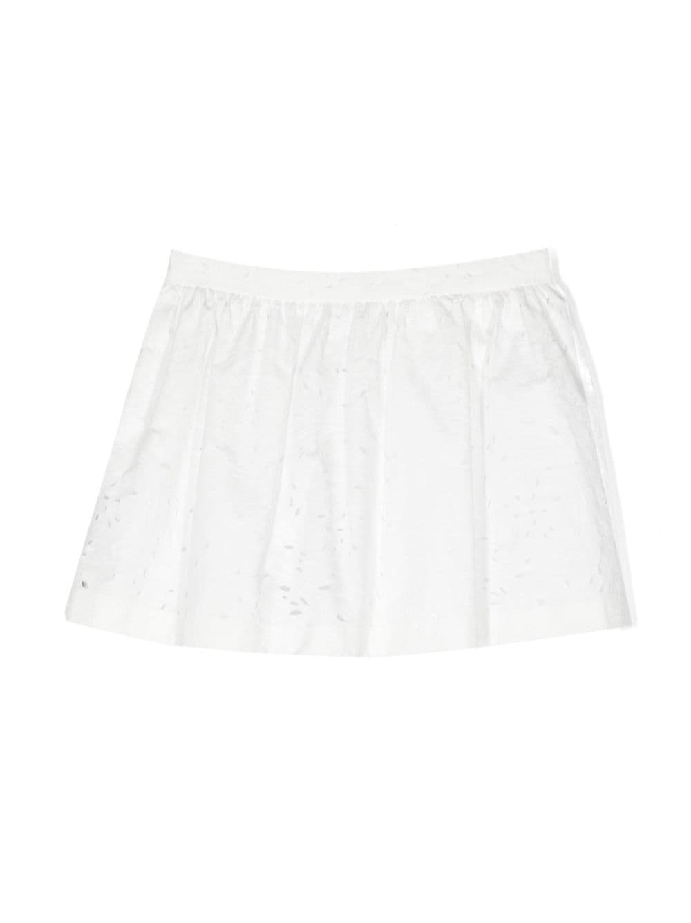 Shop Versace Floral-embroidered Flared Skirt In White
