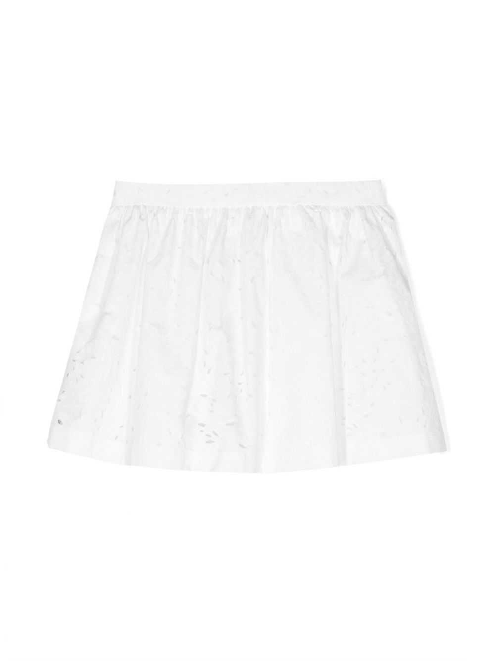 Versace Kids floral-embroidered flared skirt - White