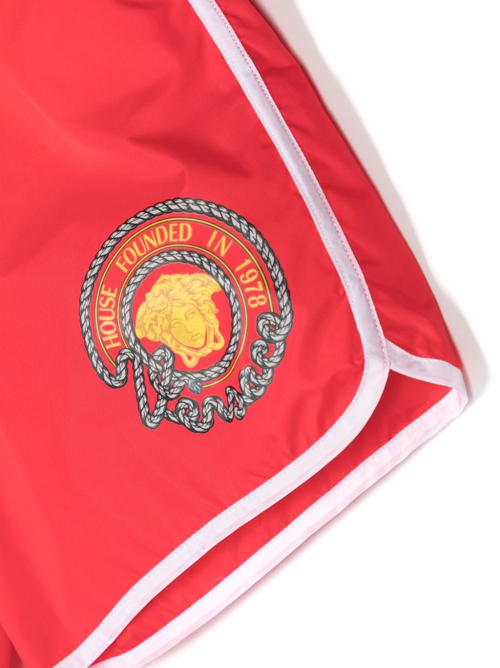 Shop Versace Nautical Medusa Logo-print Swim Shorts In Red