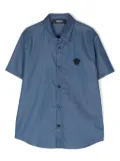 Versace Kids Medusa Head-patch chambray denim shirt - Blue