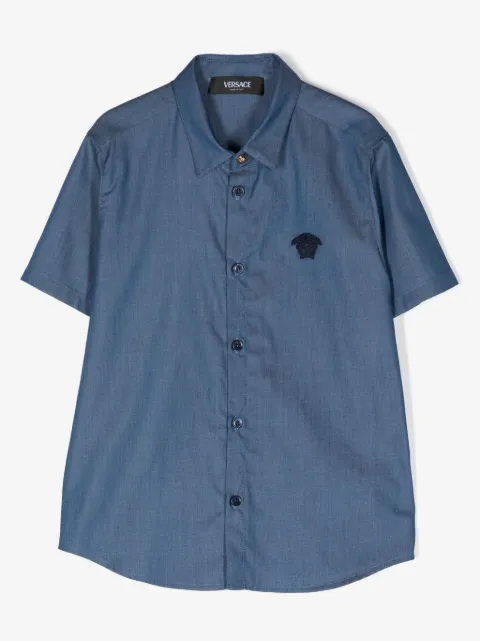 Versace Kids camisa de mezclilla con parche Medusa Head