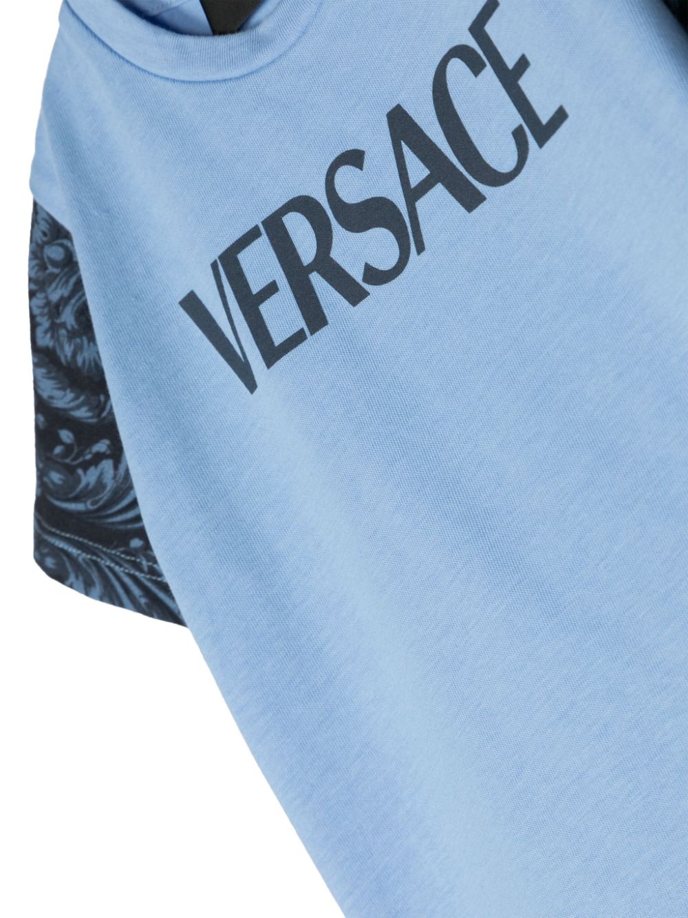 Shop Versace Baroccoflage-print Cotton T-shirt In Blue