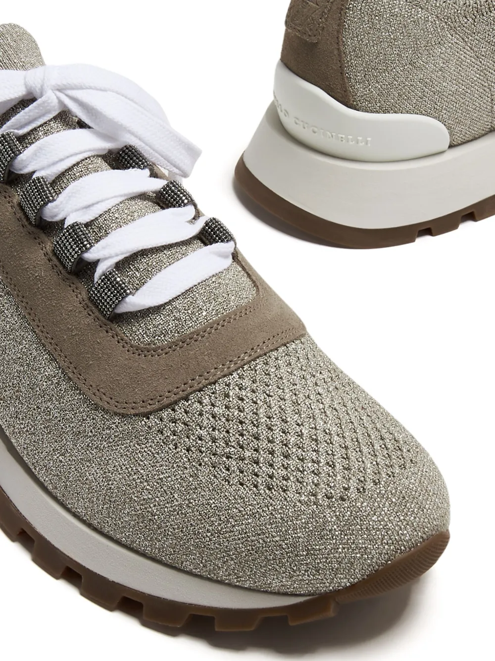 Brunello Cucinelli Sneakers met ronde neus Beige