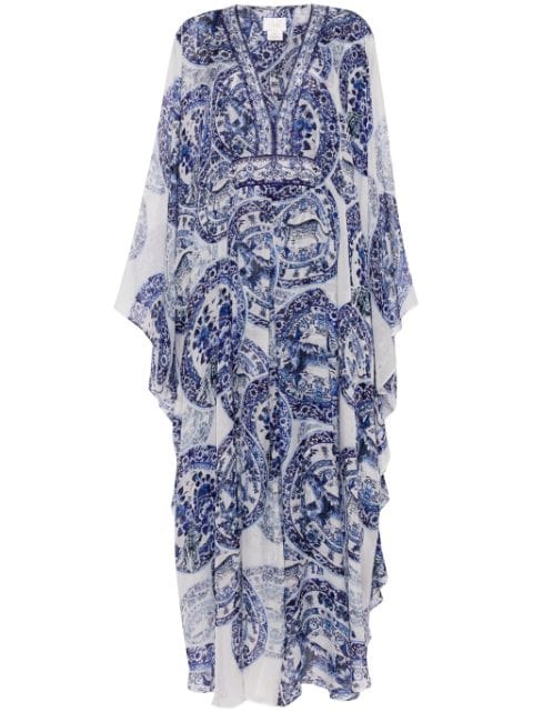 Camilla crystal-embellished graphic-print kaftan