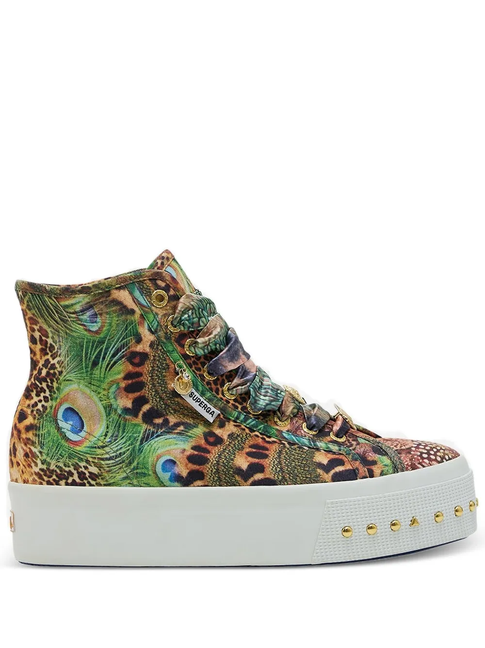 Camilla x Superga sneakers met studs en pauwprint Groen