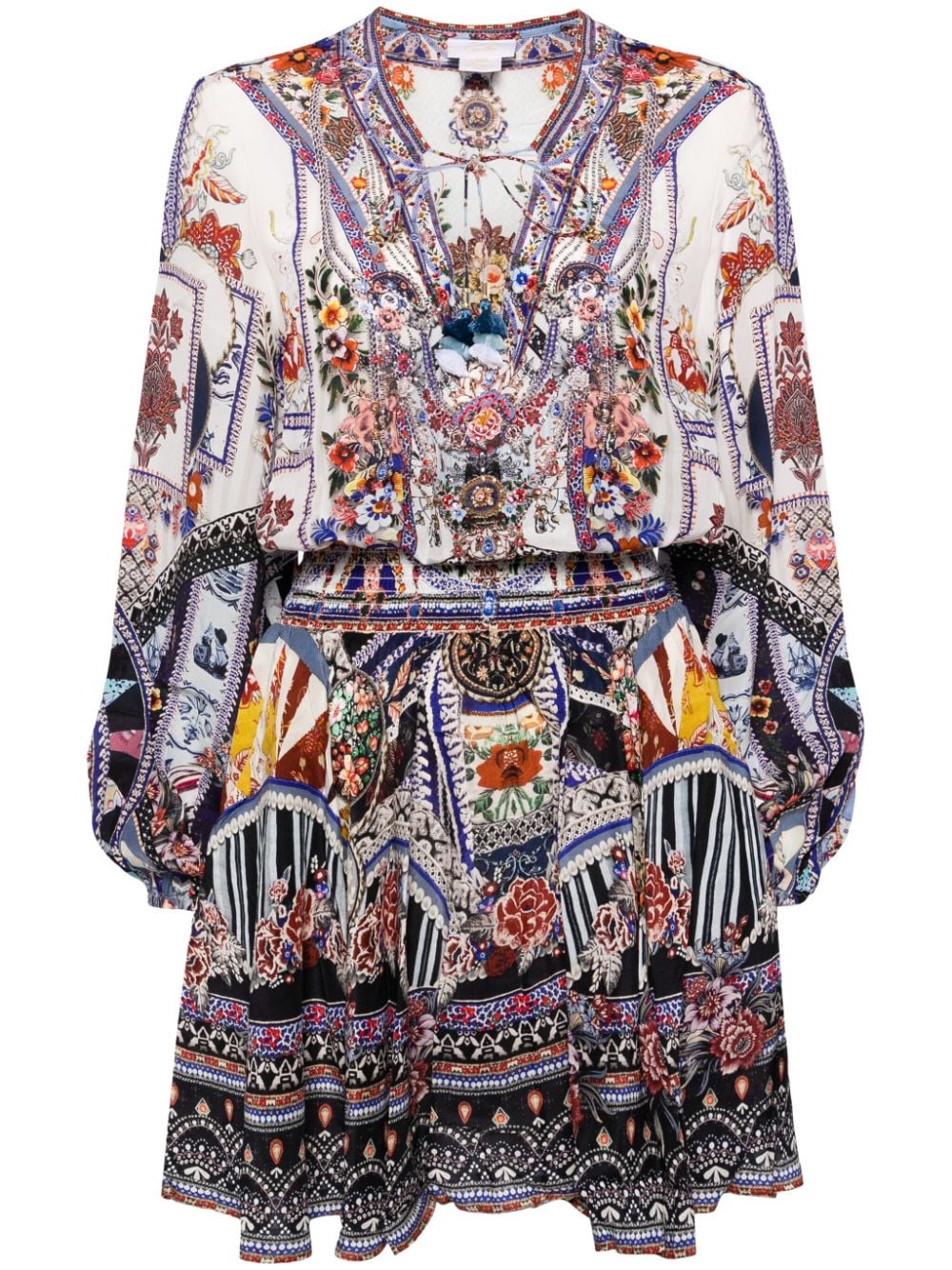 Camilla My Folk Art silk minidress Wit