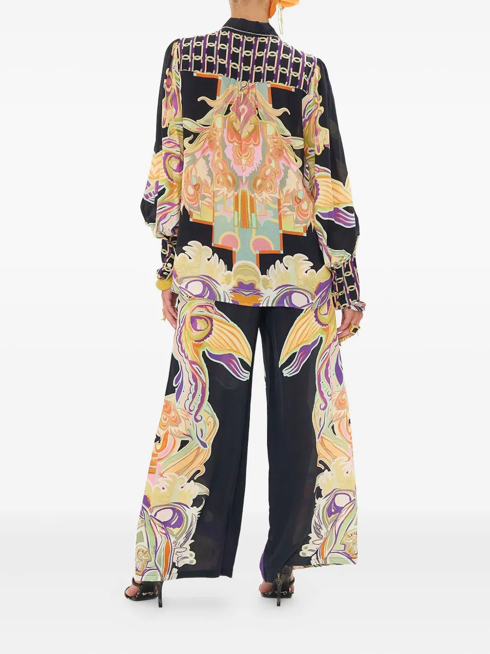 Camilla Blouse Club Cinemania met mouwen met knopen Zwart