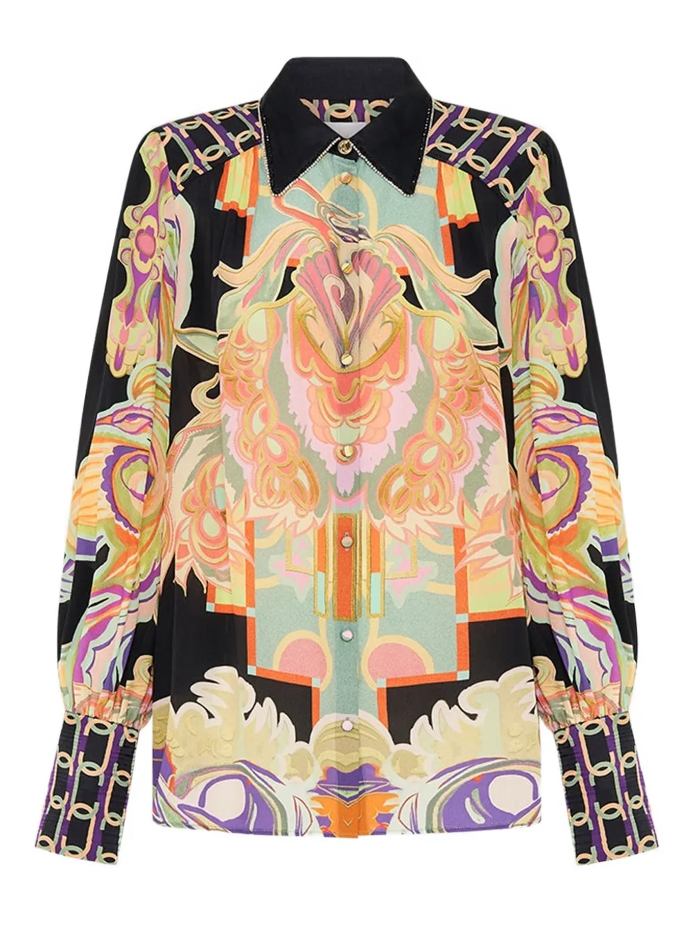 Camilla button sleeve blouse club cinemania - Nero