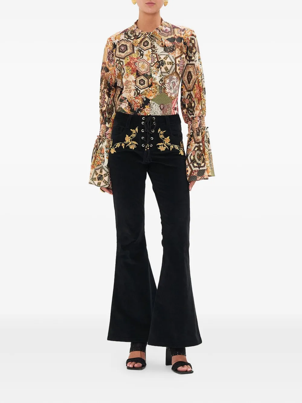 Camilla Stitched In Time eyelet trousers - Zwart