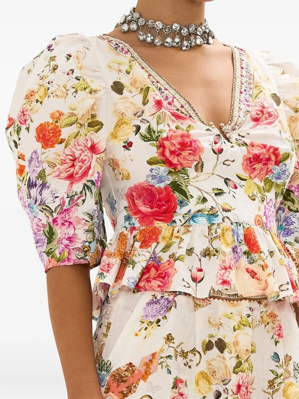 Camilla Blouse met pofmouwen Wit