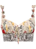 Camilla butterfly-appliqué bustier top - Neutrals