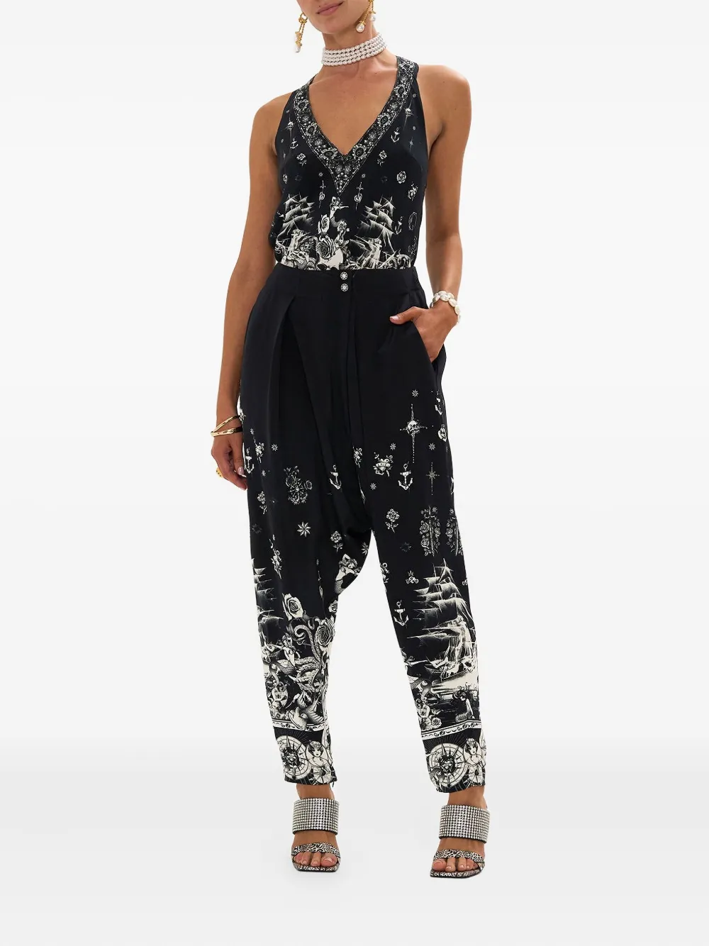 Camilla Tales Of Tattoo tapered trousers - Zwart