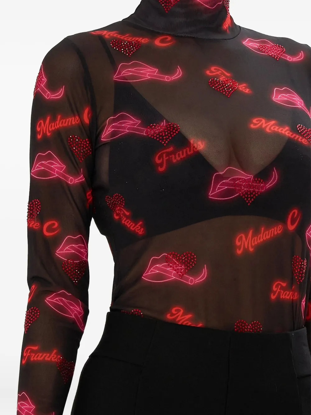 Camilla Electric Loveland blouse met col Zwart