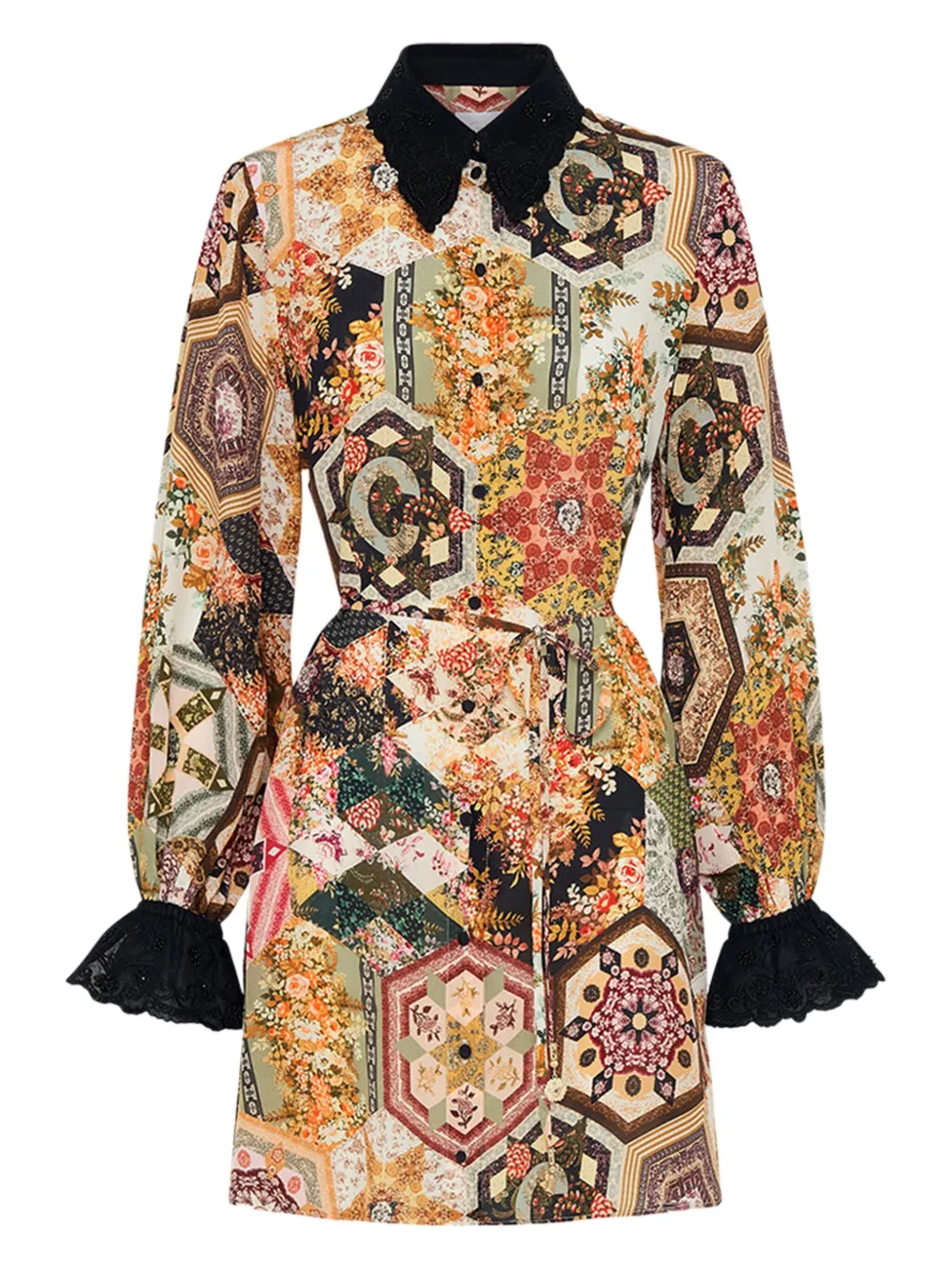 Camilla broderie shirt mini dress - ブラック Camilla broderie shirt mini dress - ブラック