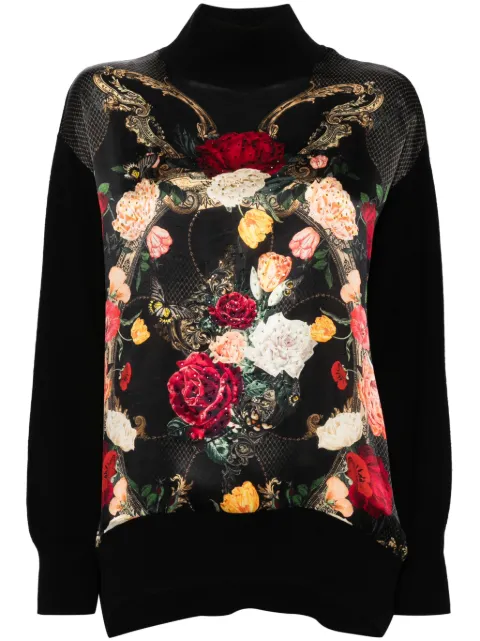 Camilla floral-print knitted top