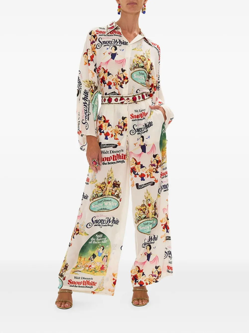 Camilla print silk trousers - Wit