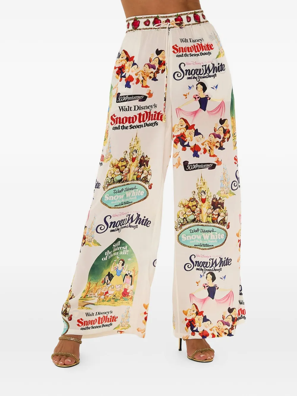 Camilla Zijden broek met print Wit