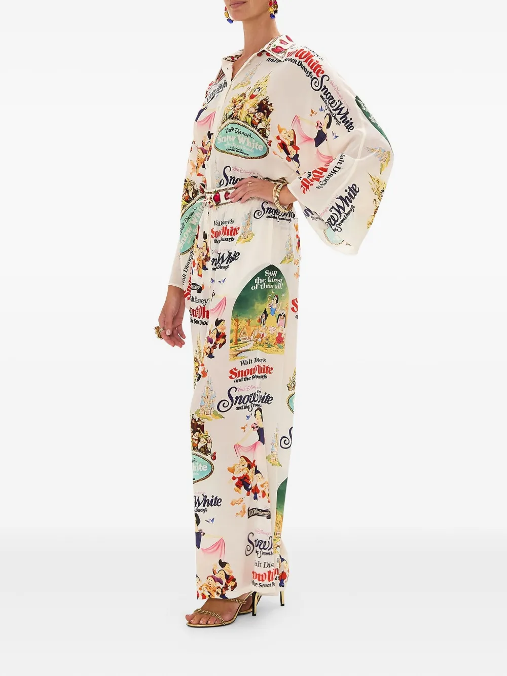 Camilla Zijden broek met print Wit