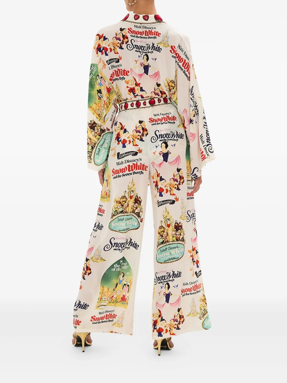 Camilla Zijden broek met print Wit