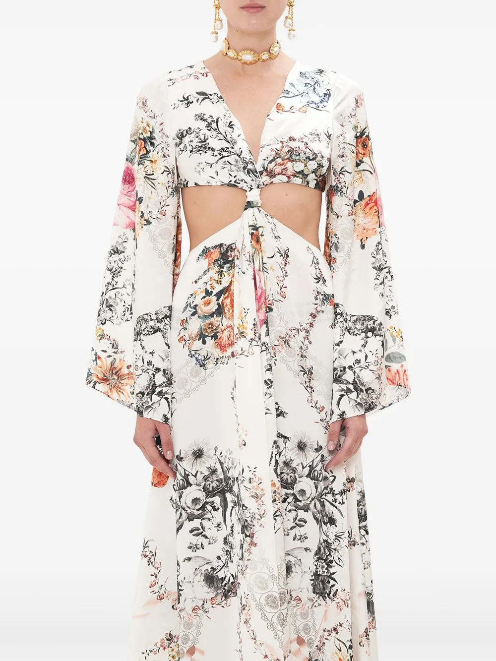 Camilla Geknoopte jurk Beige