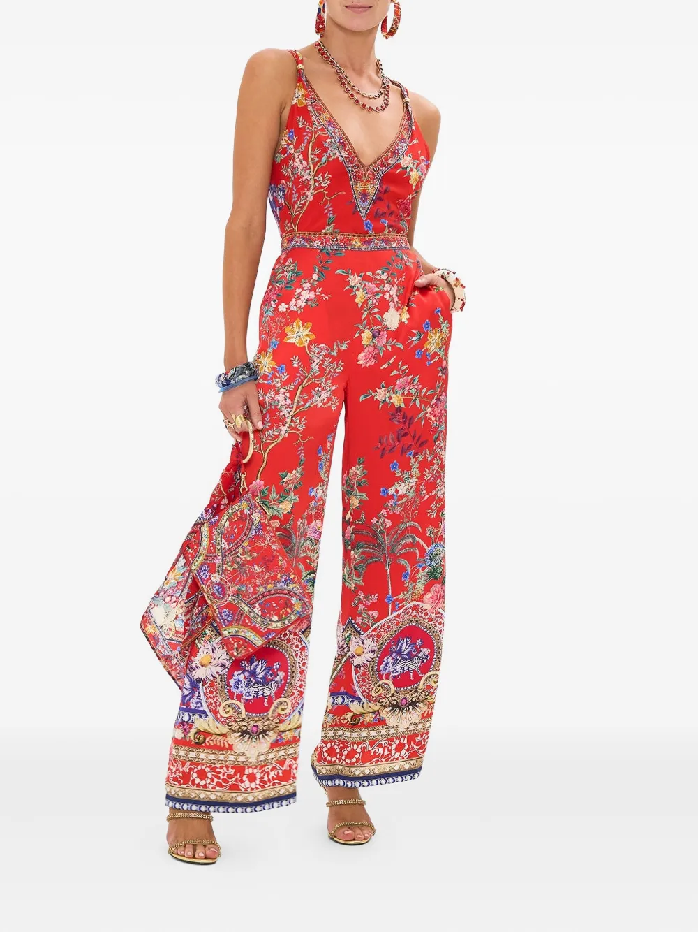 Camilla Summer Palace wide leg trousers - Rood