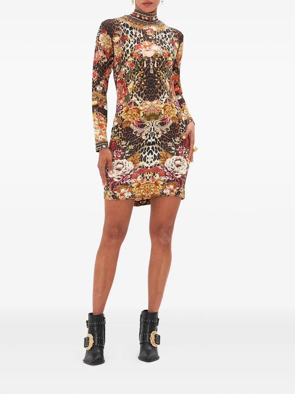 Camilla long-sleeve mini dress - Bruin