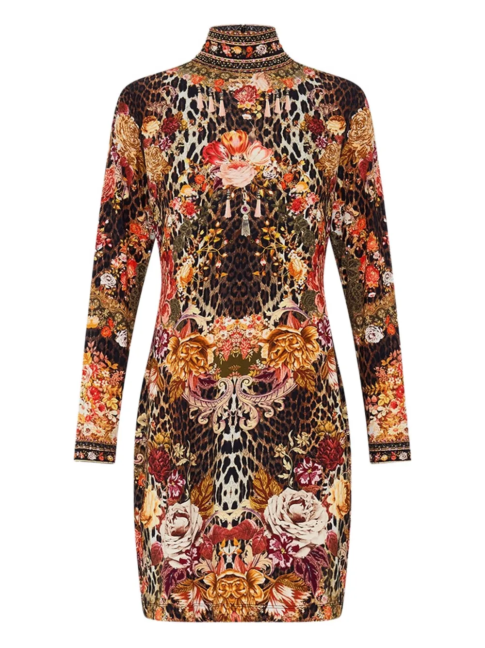 Camilla long-sleeve mini dress - Marrone