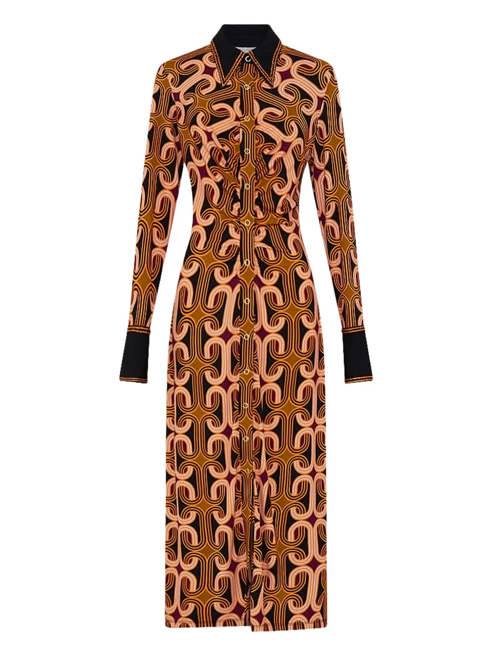 Camilla long-sleeve midi dress - オレンジ Camilla long-sleeve midi dress - オレンジ