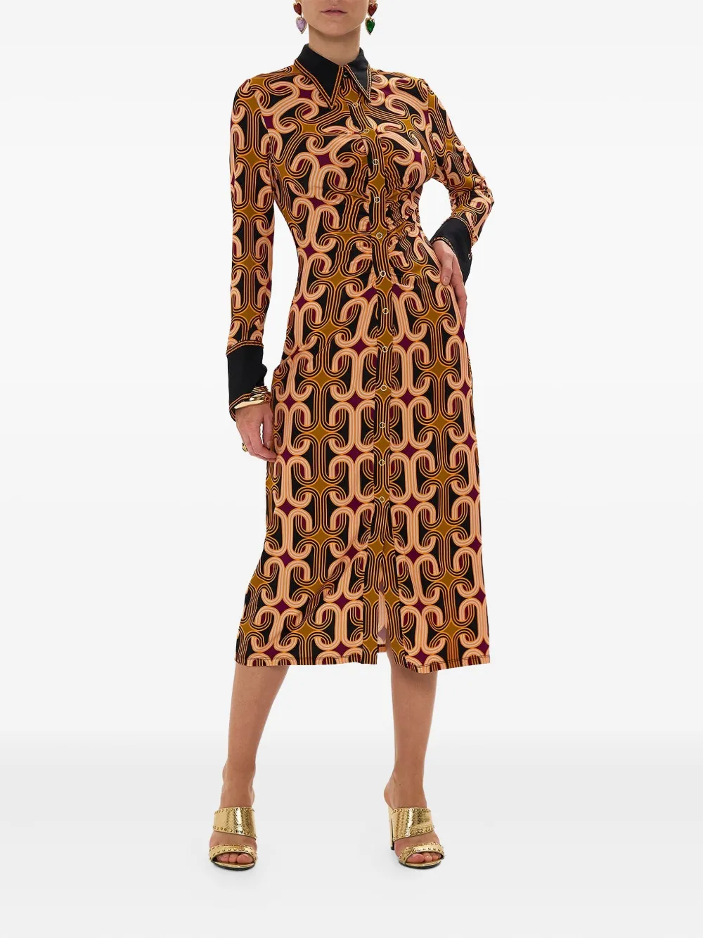 Camilla long-sleeve midi dress - Oranje