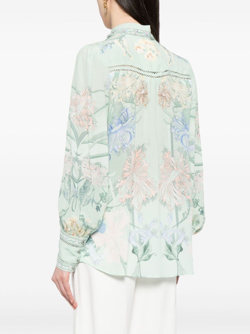 Shop Camilla Floral-print Chiffon Blouse In Green