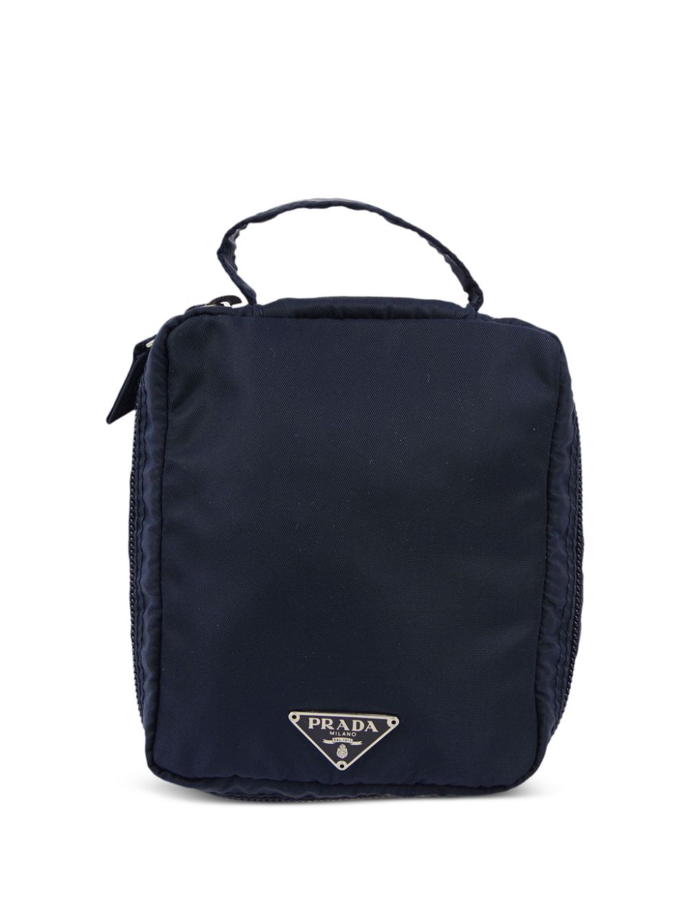 Pre-owned Prada 1990-2000s Triangle-logo Clutch Bag In Blue
