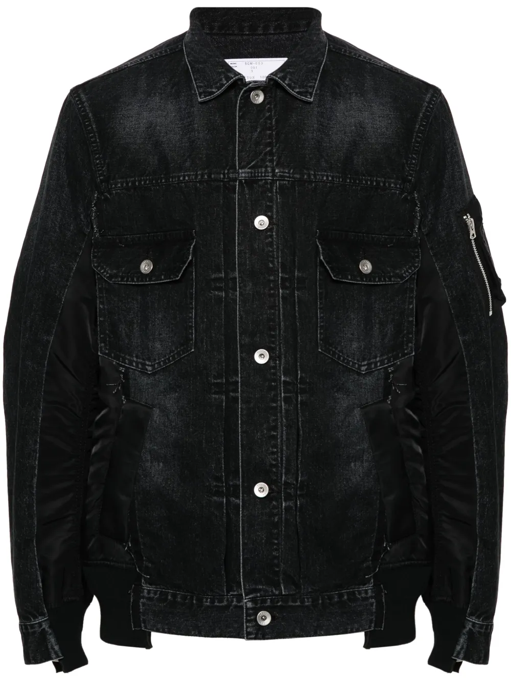 Sacai Panelled Denim Jacket In Black