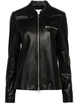Patrizia Pepe Long Sleeve Leather Jacket | Black | FARFETCH JO