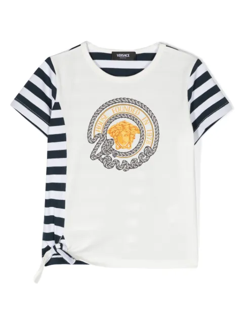 Versace Kids Nautical Medusa 条纹T恤