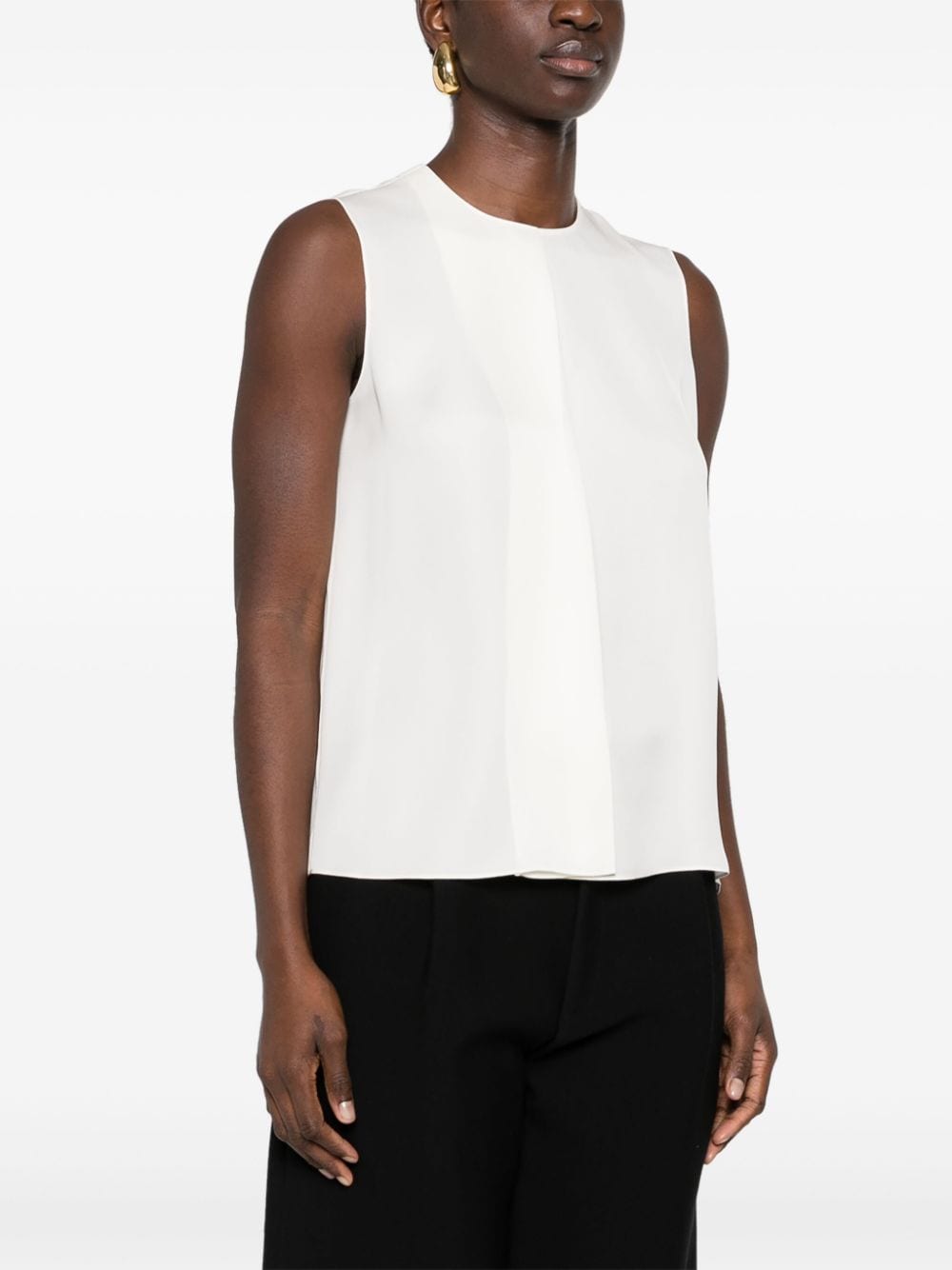Shop Theory Pleat Detail Silk Blouse In Neutrals