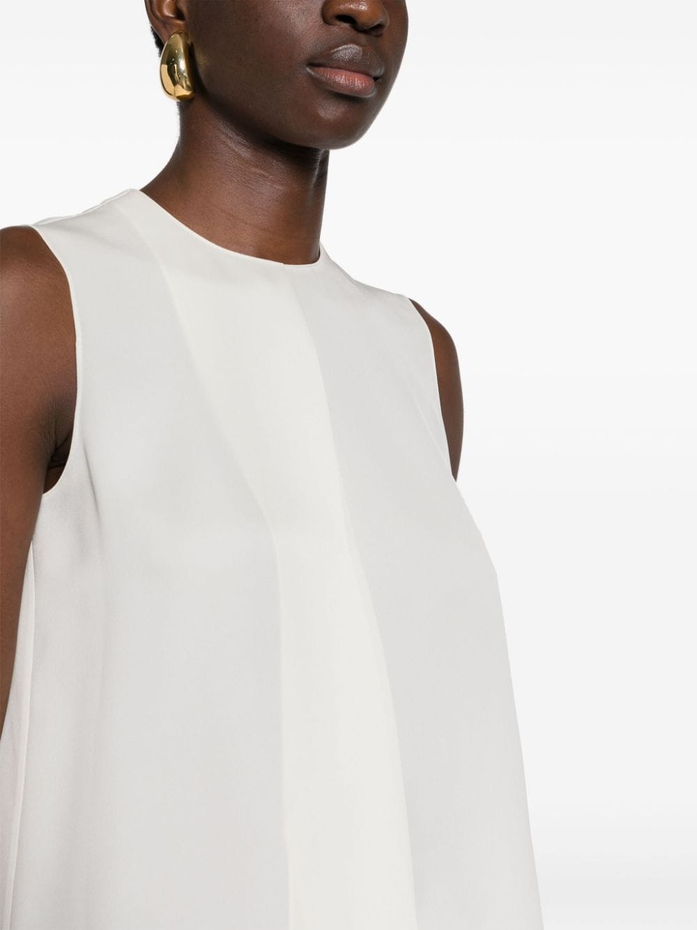 Shop Theory Pleat Detail Silk Blouse In Neutrals