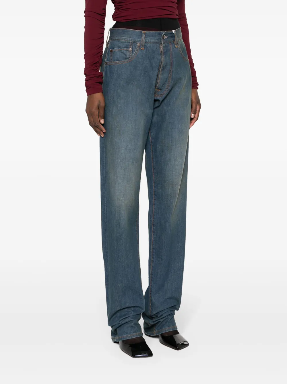 Shop Maison Margiela Straight-leg Cotton Jeans In Blue