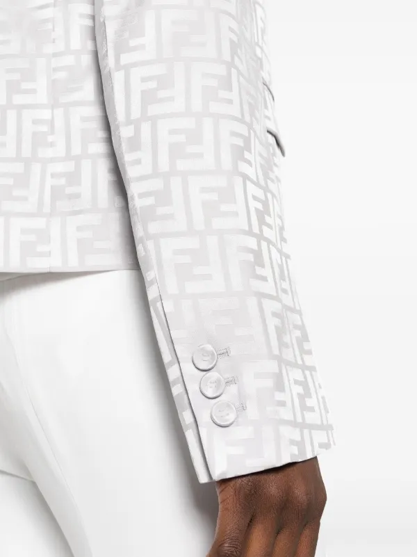 FENDI FF-jacquard Silk Blazer | Grey | FARFETCH CA