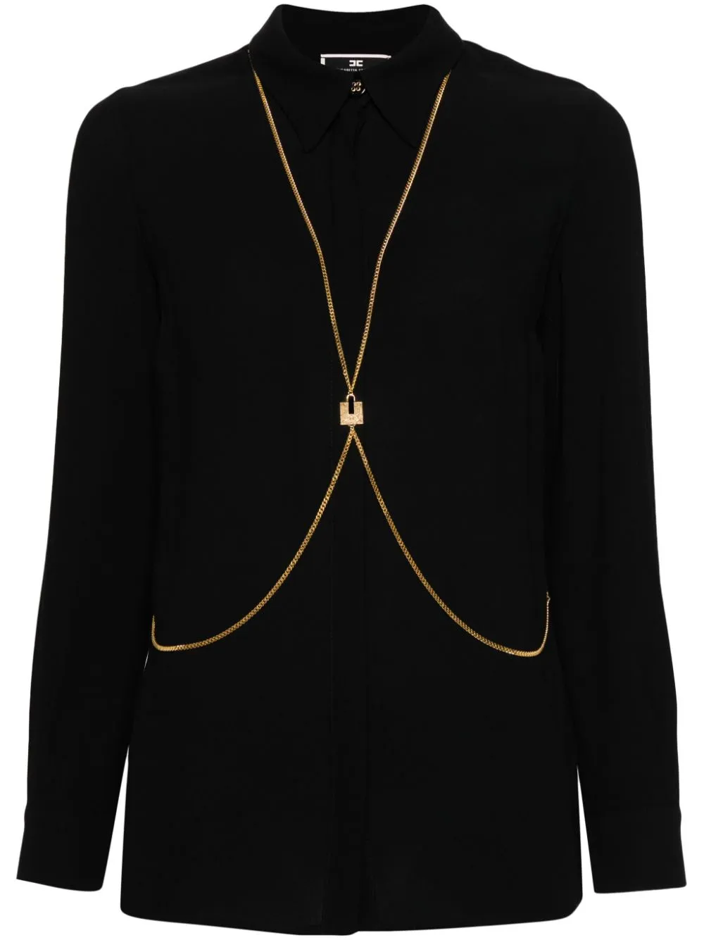 Elisabetta Franchi Body-chain Detail Shirt In Black