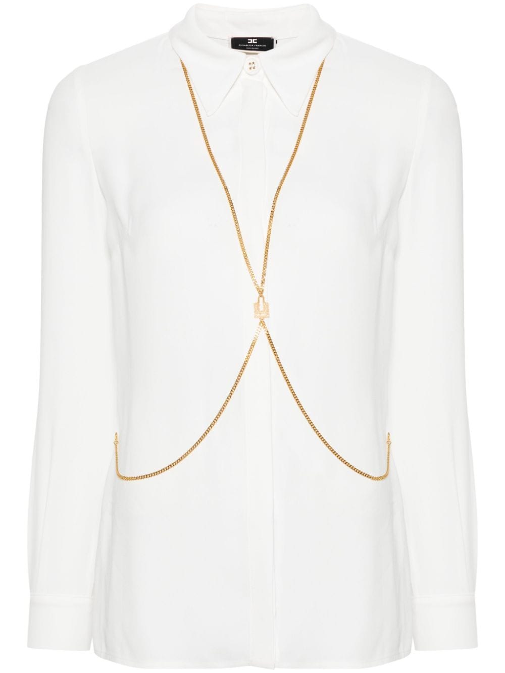 Shop Elisabetta Franchi Body Chain-detail Blouse In White
