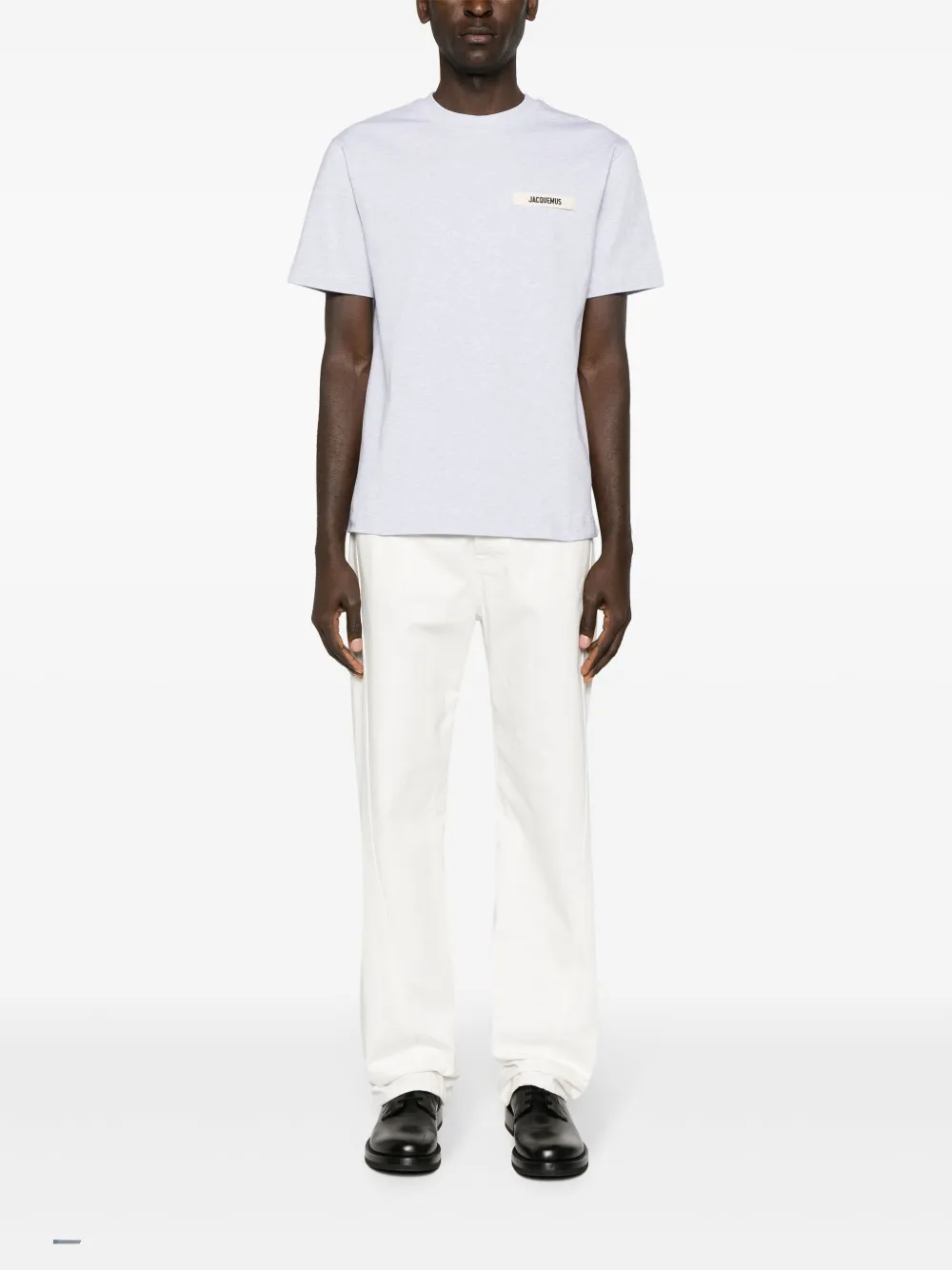 Jacquemus Le T-shirt Gros Grain White T-shirt With Logo Patch On The Front In Cotton Man