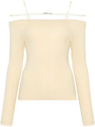 ■JACQUEMUS■ジャックムス L'e Tshirt Sierra オフショルダー Jacquemus Le Sierra オフショルダー トップ | ニュートラル